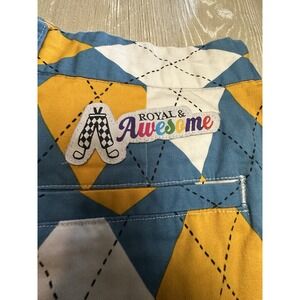 Royal and Awesome Mens Golf Shorts 32 Diamonds in the Rough Argyle Blue Yellow